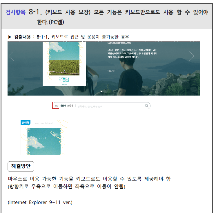 웹 접근성 심사 보고서 예시