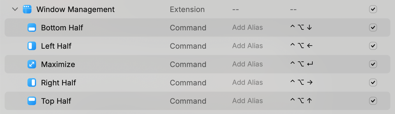 Raycast에서 창 관리하기